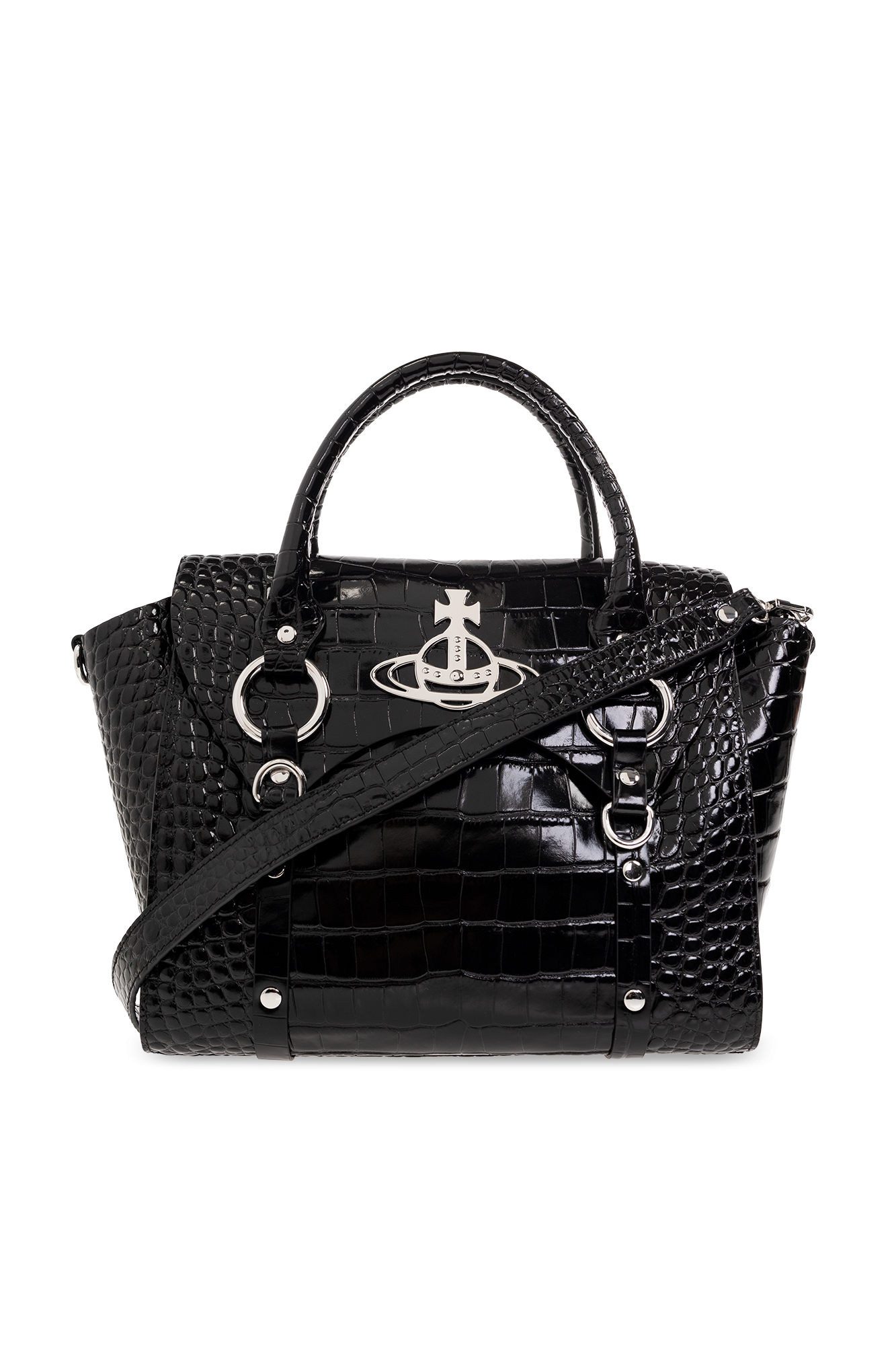 Vivienne Westwood BETTY Croco Womens Black Mini Shoulder Bag